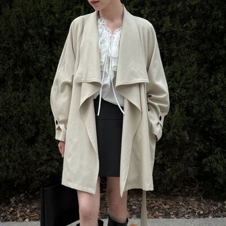 retro drape lapel oversized trench coat　MA1883