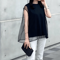 sheer layered frenchsleeve top　MA1568