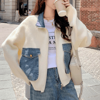 denim pocket knit jacket　MA1847