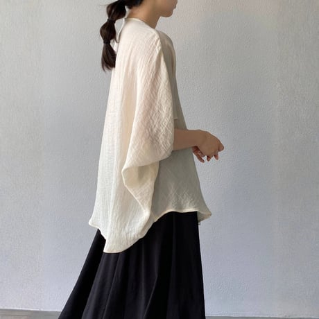 sheer linenlike v neck wide pants setup　MA1979