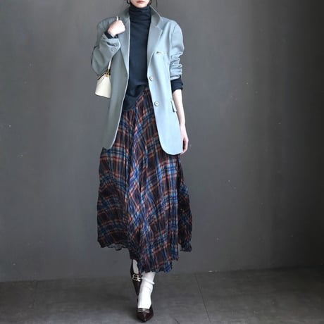 contrast check drape a line skirt　MA1920