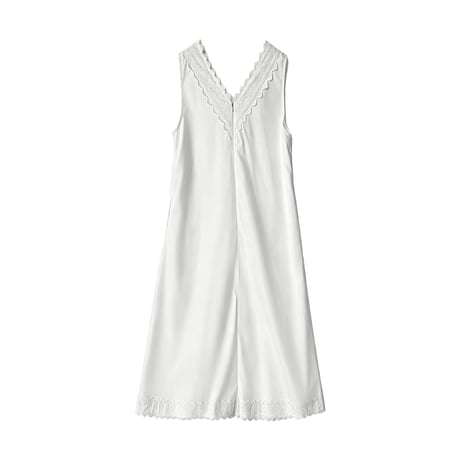 white lace v neck sleeveless onepiece　MA1988
