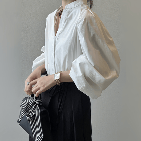 band collar puff sleeve blouse　MA1623