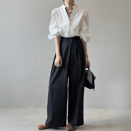 band collar puff sleeve blouse　MA1623