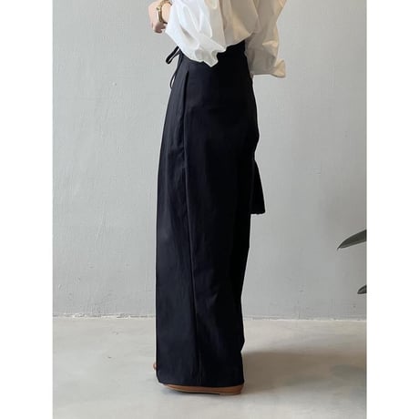waist ribbon tuck wide pants　MA1126
