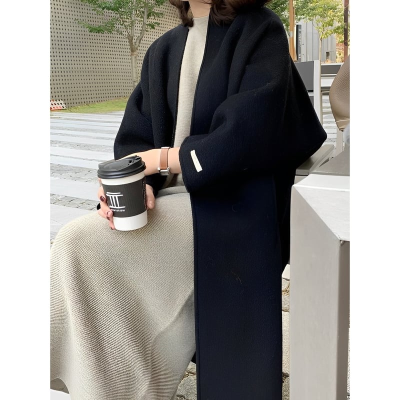 softly round-form no-collar overcoat MA1340 | MaiA