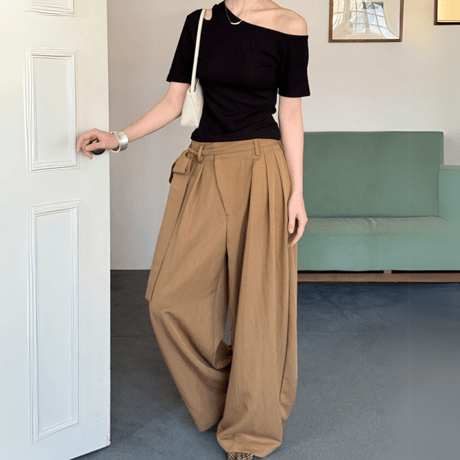 belted volume line pants　MA1532