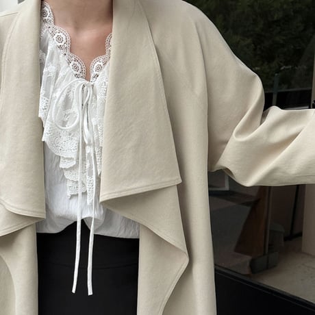 retro drape lapel oversized trench coat　MA1883