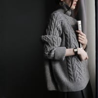 chunky cable knit turtleneck sweater　MA1665