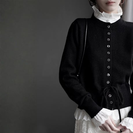 lace layered drawstring knit cardigan　MA1830
