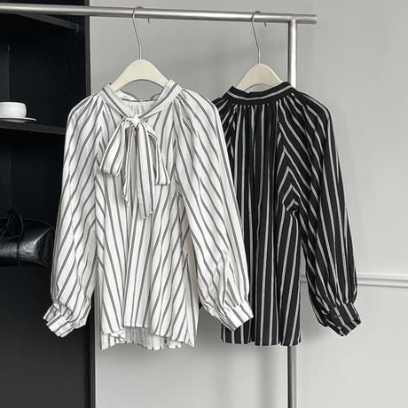 ribbon striped 2way blouse　MA1184