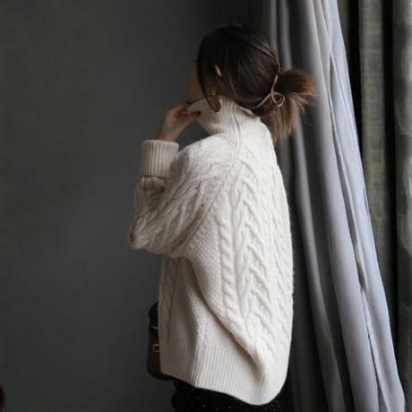chunky cable knit turtleneck sweater　MA1665