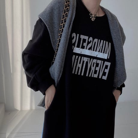 oversized denim panel sweatshirt dress　MA1845