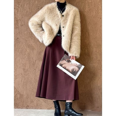 fluffy collarless jacket　MA1292