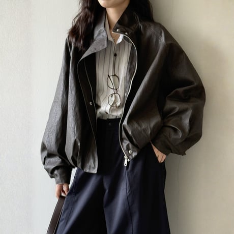 faux leather raglan jacket　MA1692