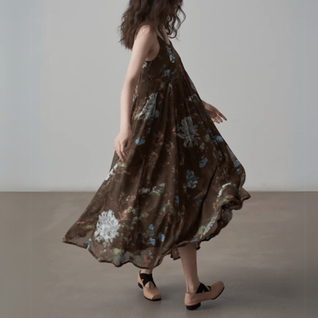 retro floral sleeveless onepiece　MA1418