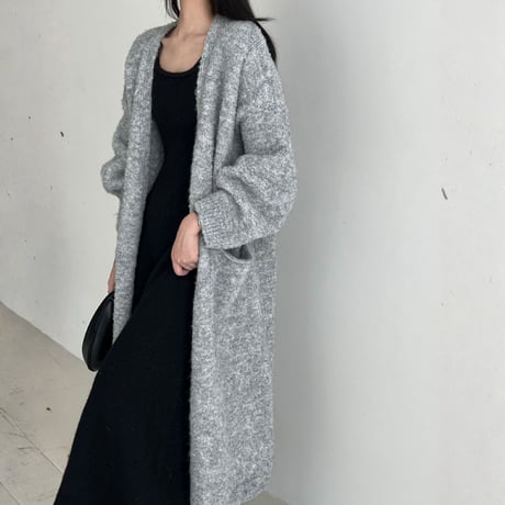 soft boucle long knit cardigan　MA1705