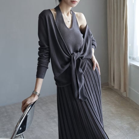 elegant layered knit tops / pleated skirt　MA1825