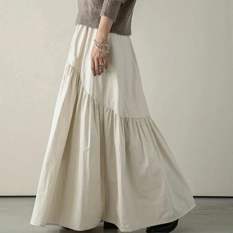 tiered gathered flowy skirt　MA1722