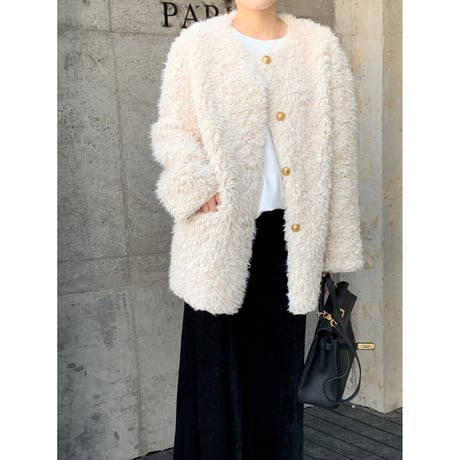 no collar faux fur coat　MA1360
