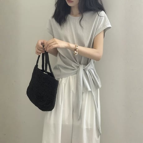 side ribbon french sleeve tops　MA1974