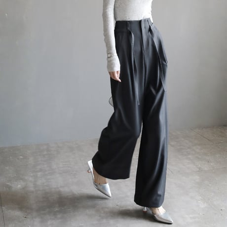 high waist ribbon wide trousers　MA1674