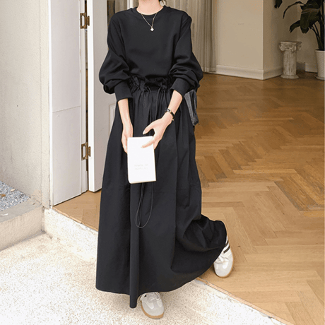 linen comfort drawstring dress　MA1533