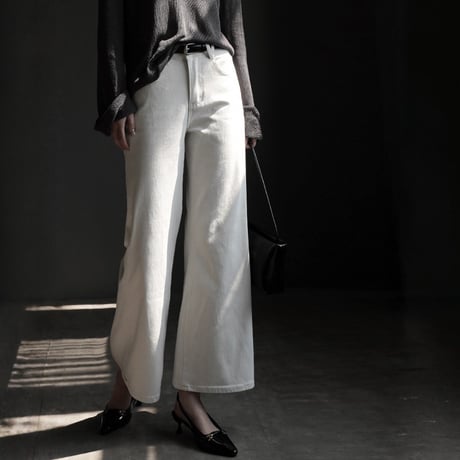 stretch white high waist denim pants　MA1933