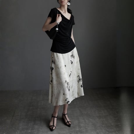 asymmetrical draped short sleeve top　MA1945