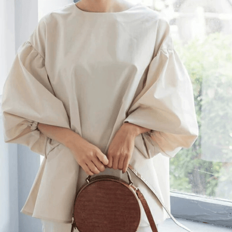 puff-sleeve back-ribbon feminine blouse　MA1644