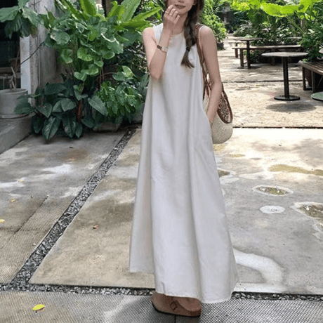 open‑back flare maxi dress　MA1583
