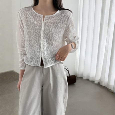 petit flower jacquard line blouse　MA1913