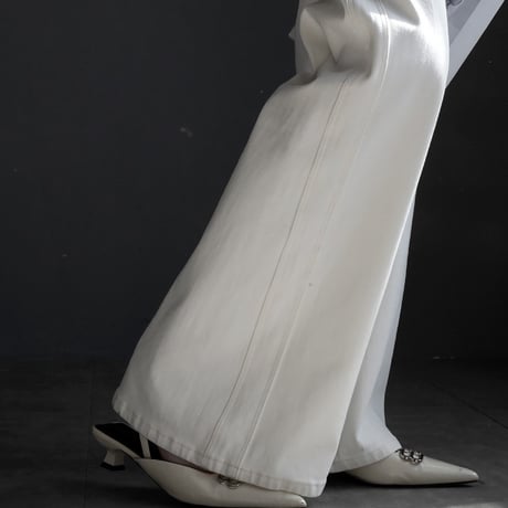 ivory stretch wide flare pants　MA1919