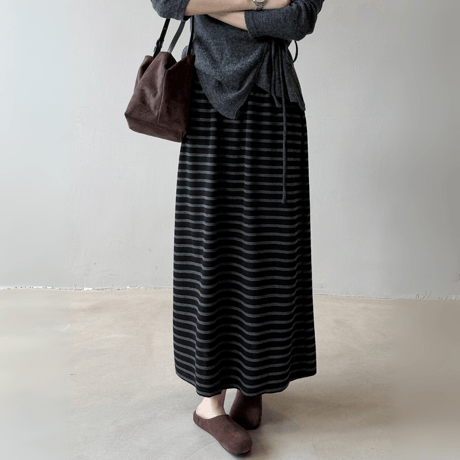 border knit flare skirt　MA1602