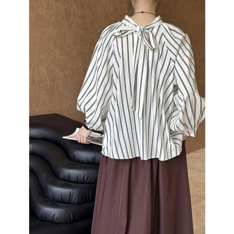 ribbon striped 2way blouse　MA1184