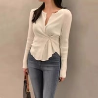 twist button rib knit top　MA1842