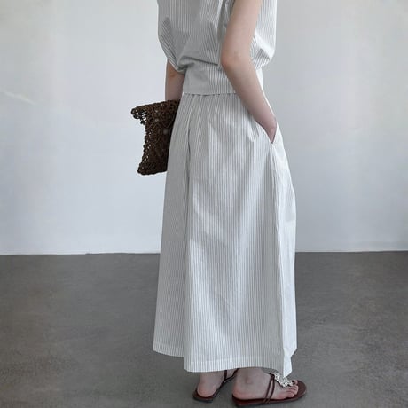 stripe cachecoeur sleeveless tops wide pants setup　MA1962