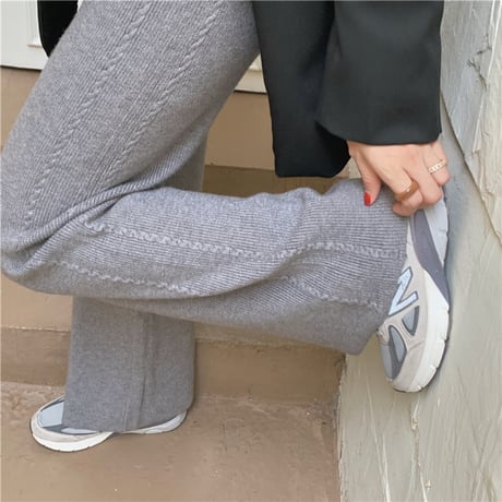 cable line knit straight pants　MA1762