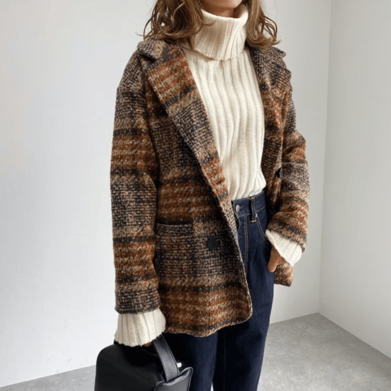 retro tweed check chester coat MA1637 | MaiA