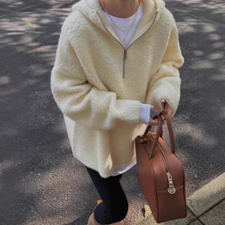 soft boa half zip hoodie　MA1750