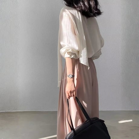 ribbon drape v-neck blouse　MA1771