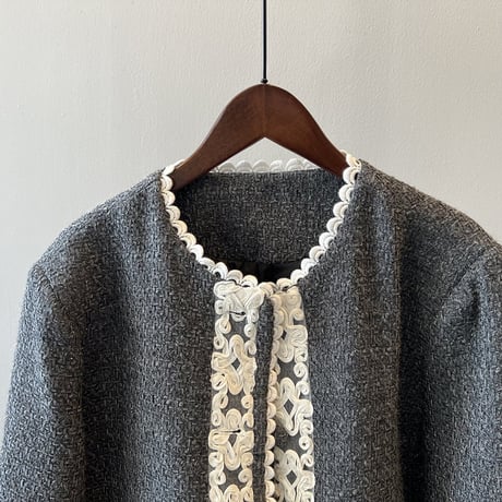 design lace collarless jacket　MA1145