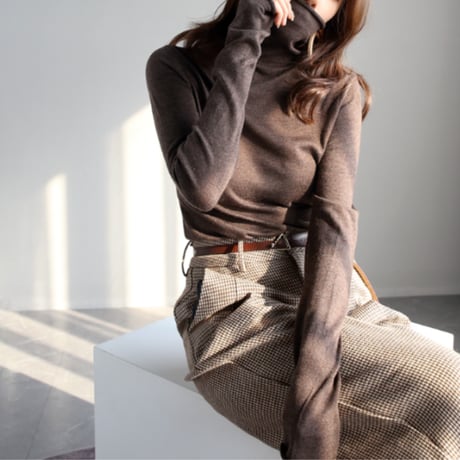 soft fitted turtleneck knit top　MA1717