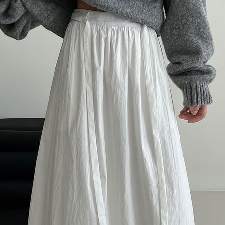 ribbon belt gather flare skirt　MA1909