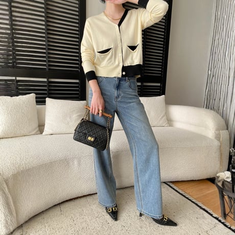 asymmetry colorline knit cardigan　MA1799