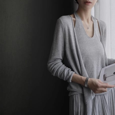 elegant layered knit tops / pleated skirt　MA1825