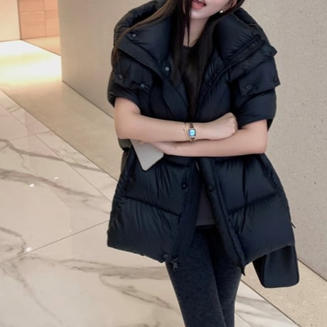 hooded volume down vest　MA1753