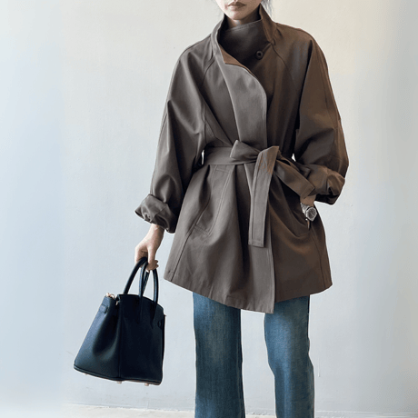 stand collar mid-length trench coat　MA1616