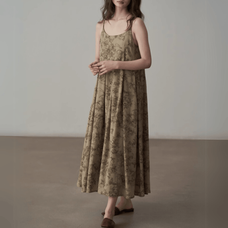 Retro Floral Pattern Camisole onepiece　MA1430