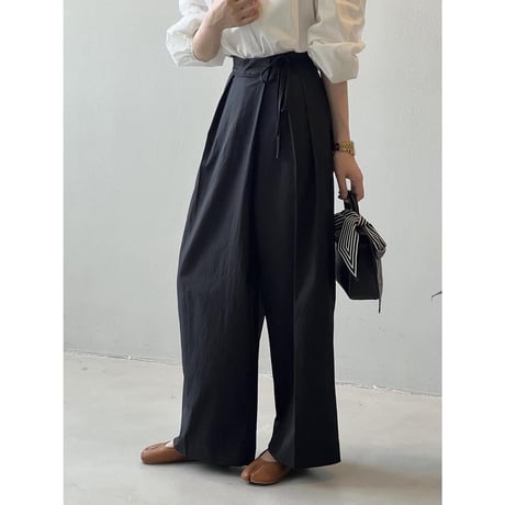 waist ribbon tuck wide pants　MA1126